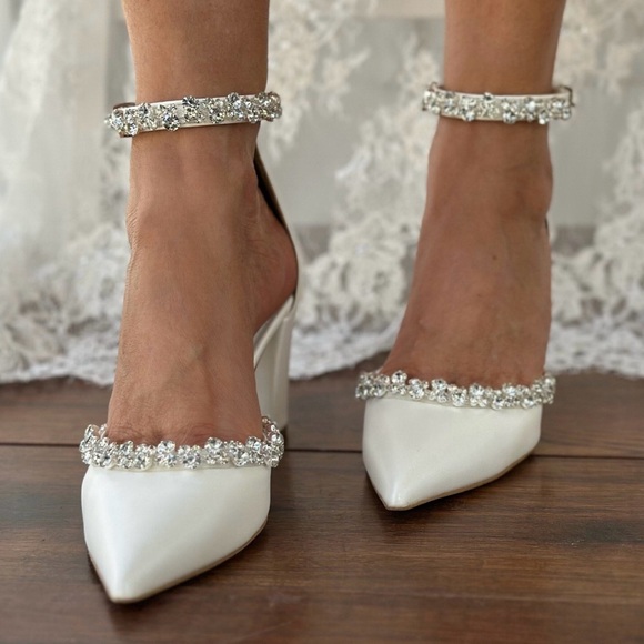 Handmade Block Heels with Rhinestones - Picture 2 of 16